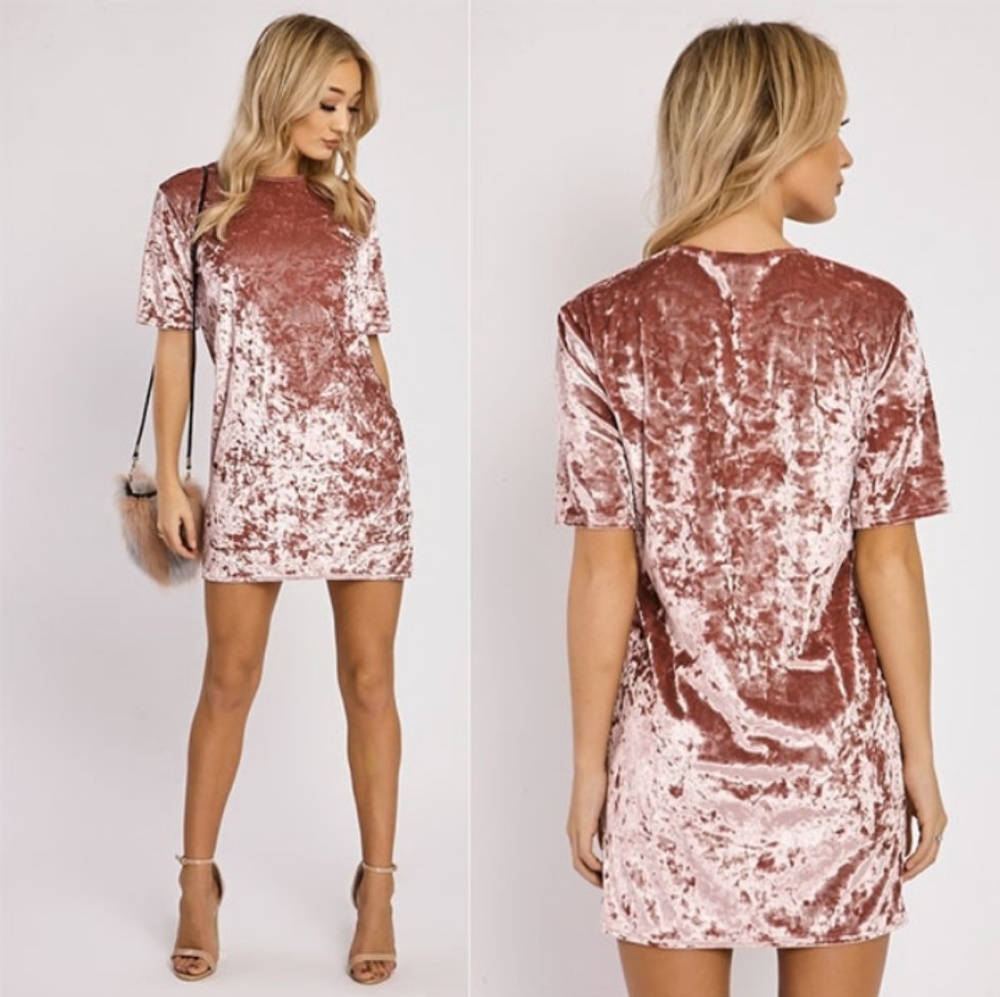 Rose Pink Velvet mini dress